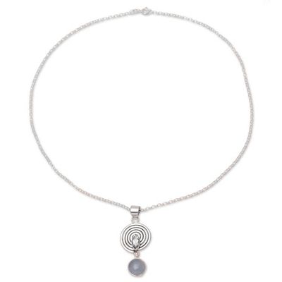 Alternate image for Blue Topaz and Chalcedony Pendant Necklace from India Wonderful Spiral