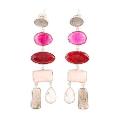 Alternate image for 48-Carat Multi-Gemstone Dangle Earrings from India Glittering Combination