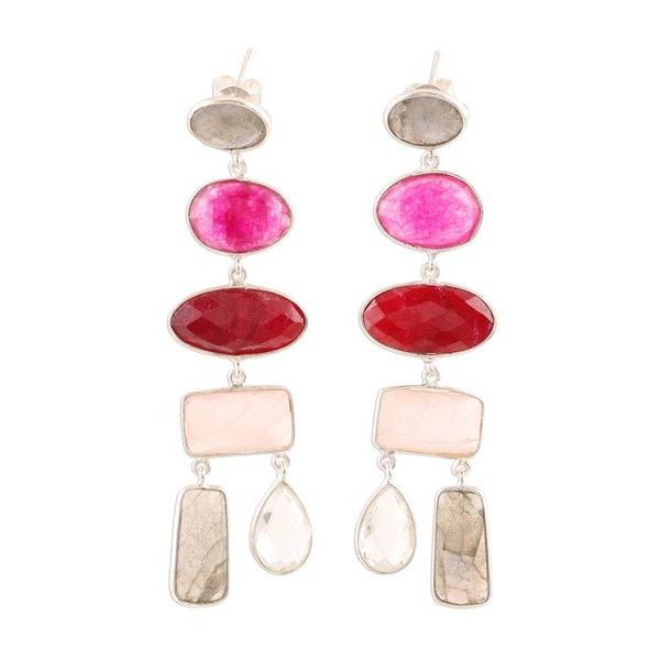 Alternate image for 48-Carat Multi-Gemstone Dangle Earrings from India Glittering Combination