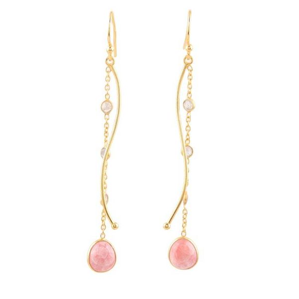 Alternate image for 18k Gold-plated Rhodochrosite Dangle Earrings from India Sway in Style
