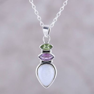 Alternate image for Multi-Gemstone Pendant Necklace from India Gemstone Allure