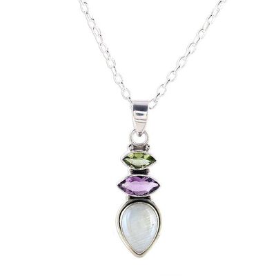 Alternate image for Multi-Gemstone Pendant Necklace from India Gemstone Allure