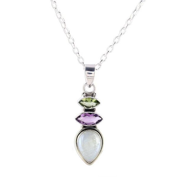 Alternate image for Multi-Gemstone Pendant Necklace from India Gemstone Allure