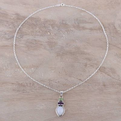 Alternate image for Multi-Gemstone Pendant Necklace from India Gemstone Allure