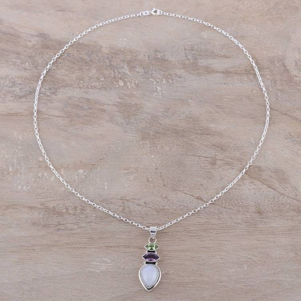 Alternate image for Multi-Gemstone Pendant Necklace from India Gemstone Allure
