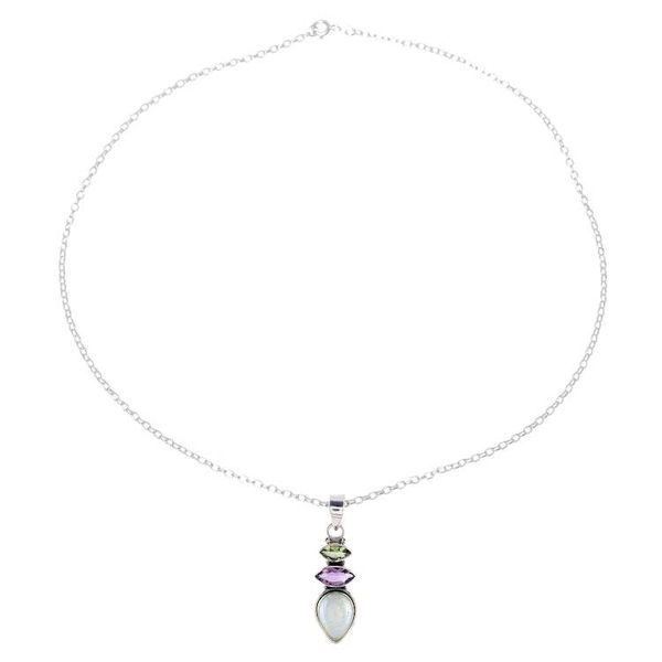 Alternate image for Multi-Gemstone Pendant Necklace from India Gemstone Allure
