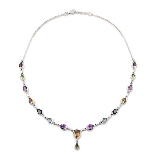 Alternate image for Rainbow Bliss Sterling Multi-Gemstone Pendant Necklace Rainbow Bliss