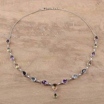 Alternate image for Rainbow Bliss Sterling Multi-Gemstone Pendant Necklace Rainbow Bliss