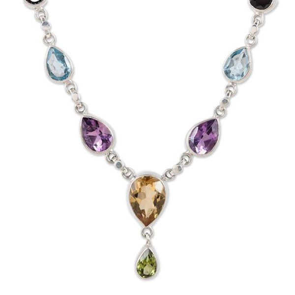 Alternate image for Rainbow Bliss Sterling Multi-Gemstone Pendant Necklace Rainbow Bliss