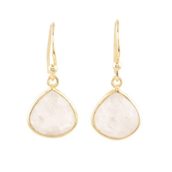 Alternate image for 18k Gold-plated Rainbow Moonstone Dangle Earrings from India Misty Sparkle