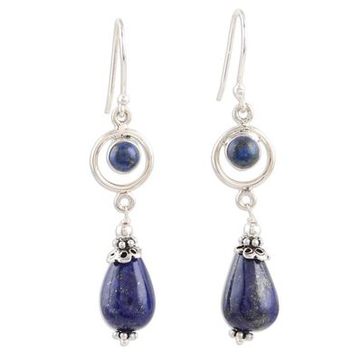 Alternate image for Lapis Lazuli and Sterling Silver Dangle Earrings from India Cold Fusion