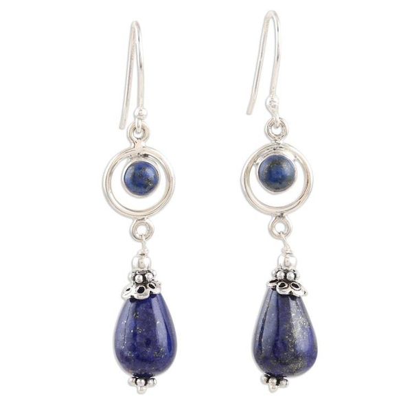 Alternate image for Lapis Lazuli and Sterling Silver Dangle Earrings from India Cold Fusion