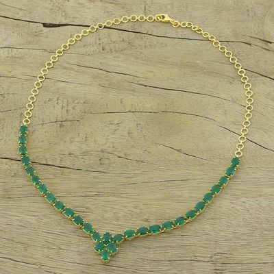 Alternate image for 22k Gold Plated Green Onyx Pendant Necklace from India Green Garland