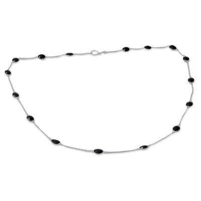 Alternate image for Sterling Silver with Onyx Station Necklace from India Duduma Majesty