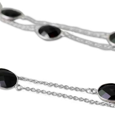 Alternate image for Sterling Silver with Onyx Station Necklace from India Duduma Majesty