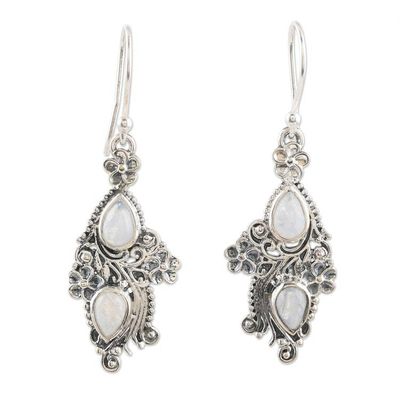 Alternate image for Sterling Silver and Rainbow Moonstone Dangle Earrings Misty Loch