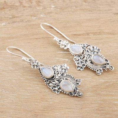 Alternate image for Sterling Silver and Rainbow Moonstone Dangle Earrings Misty Loch