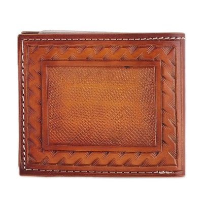 Alternate image for Horse-Themed Hand-Tooled Bifold Leather Wallet for Men Horse Power