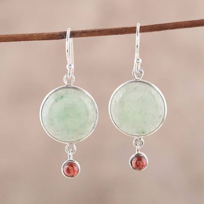 Alternate image for Aventurine and Garnet Dangle Earrings from India Glorious Combination