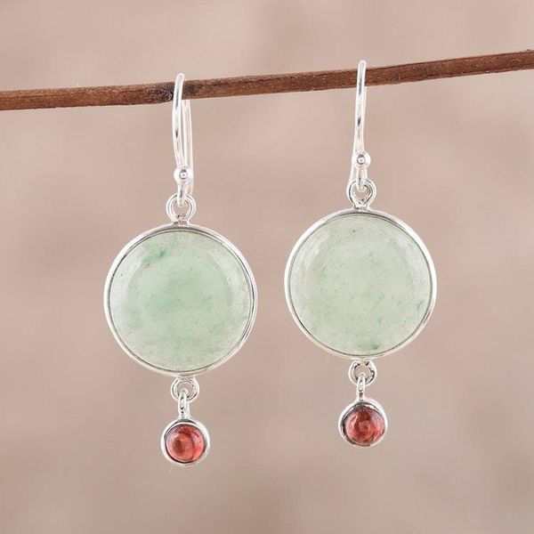 Alternate image for Aventurine and Garnet Dangle Earrings from India Glorious Combination