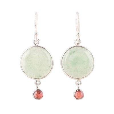 Alternate image for Aventurine and Garnet Dangle Earrings from India Glorious Combination