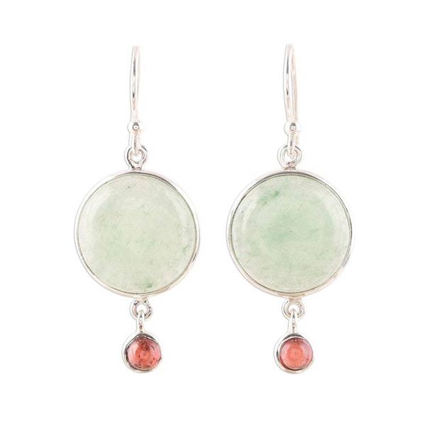 Alternate image for Aventurine and Garnet Dangle Earrings from India Glorious Combination