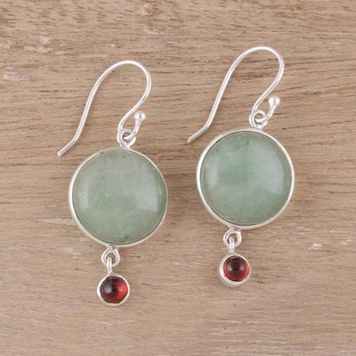 Alternate image for Aventurine and Garnet Dangle Earrings from India Glorious Combination