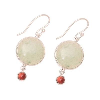 Alternate image for Aventurine and Garnet Dangle Earrings from India Glorious Combination