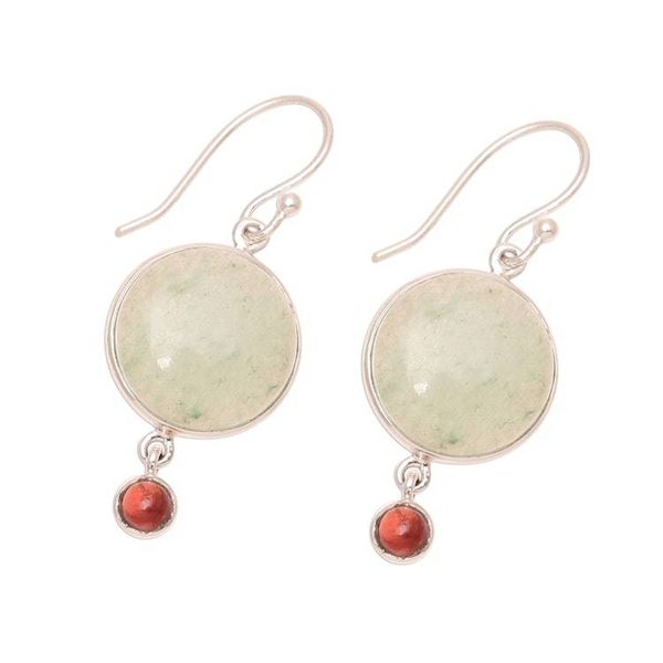 Alternate image for Aventurine and Garnet Dangle Earrings from India Glorious Combination