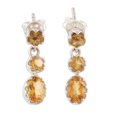 Alternate image for Sterling Silver and Citrine Dangle Earrings Sun Sparkle