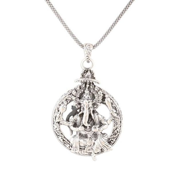 Alternate image for ARtisan Crafted Sterling Silver Ganesha Pendant Necklace Powerful Ganesha