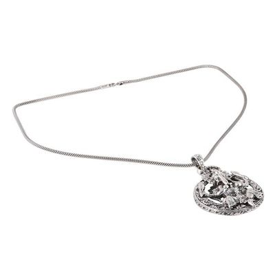 Alternate image for ARtisan Crafted Sterling Silver Ganesha Pendant Necklace Powerful Ganesha