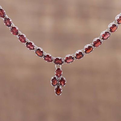 Alternate image for 16 Carat Garnet Pendant Necklace with Sterling Silver Extravagance