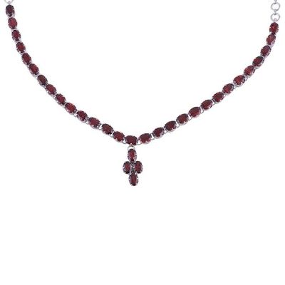 Alternate image for 16 Carat Garnet Pendant Necklace with Sterling Silver Extravagance