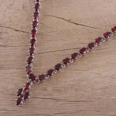 Alternate image for 16 Carat Garnet Pendant Necklace with Sterling Silver Extravagance