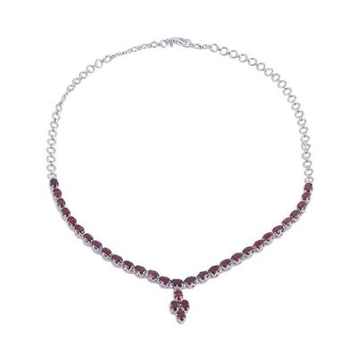 Alternate image for 16 Carat Garnet Pendant Necklace with Sterling Silver Extravagance
