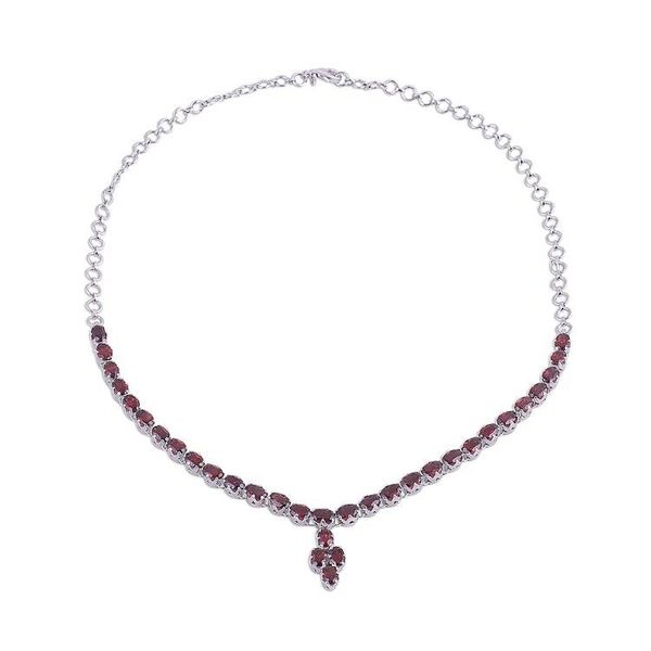 Alternate image for 16 Carat Garnet Pendant Necklace with Sterling Silver Extravagance