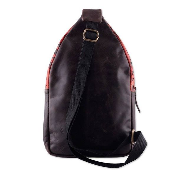 Alternate image for Spring-Themed Salamander and Chocolate Leather Crossbody Bag Salamander Prime