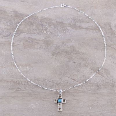 Alternate image for Citrine and Composite Turquoise Cross Necklace from India Golden Faith