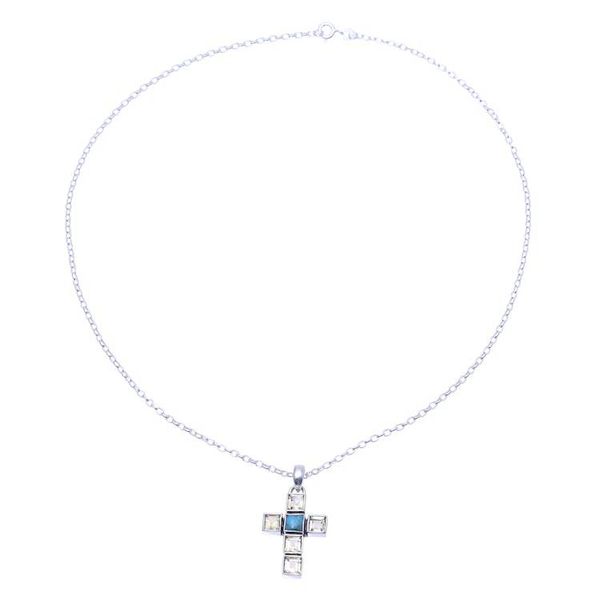 Alternate image for Citrine and Composite Turquoise Cross Necklace from India Golden Faith