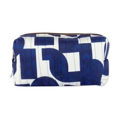 Alternate image for Abstract-Patterned Blue and White 100 Cotton Toiletry Case Avant-Garde Essential
