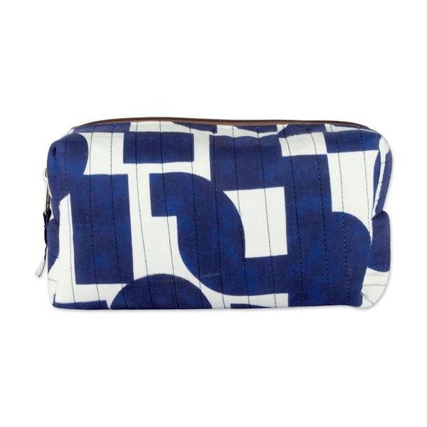 Alternate image for Abstract-Patterned Blue and White 100 Cotton Toiletry Case Avant-Garde Essential