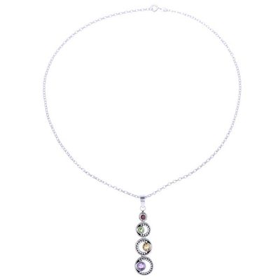 Alternate image for Crescent Motif Multi-Gemstone Pendant Necklace from India Dancing Crescents