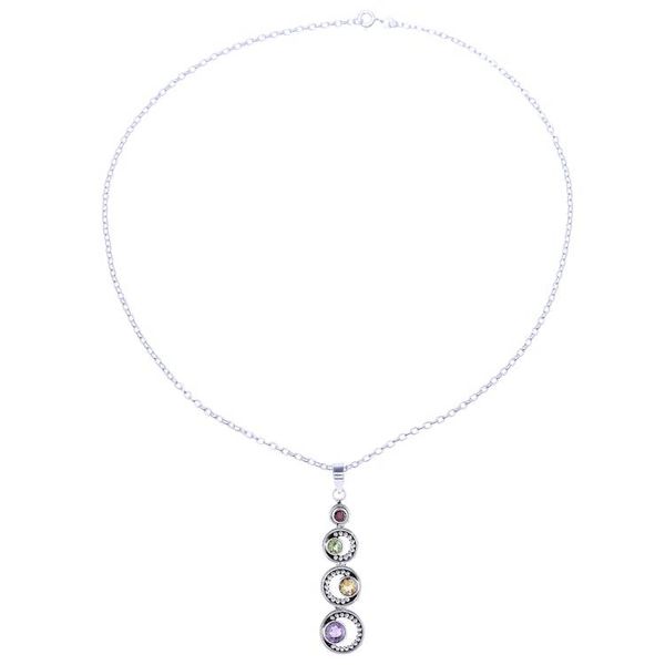 Alternate image for Crescent Motif Multi-Gemstone Pendant Necklace from India Dancing Crescents