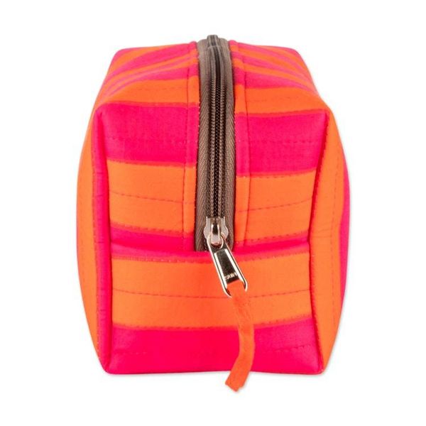 Alternate image for Fuchsia and Red Striped Cotton Toiletry Case with Zipper Sweet Habits