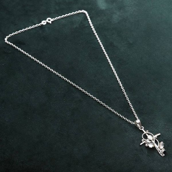 Alternate image for Sterling Silver and Moonstone Cross Pendant Necklace Sacred Trinity