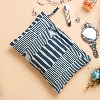 Alternate image for Cotton Toiletry Case and Travel Pouch with Blue Stripes Blue and Lovely Basics