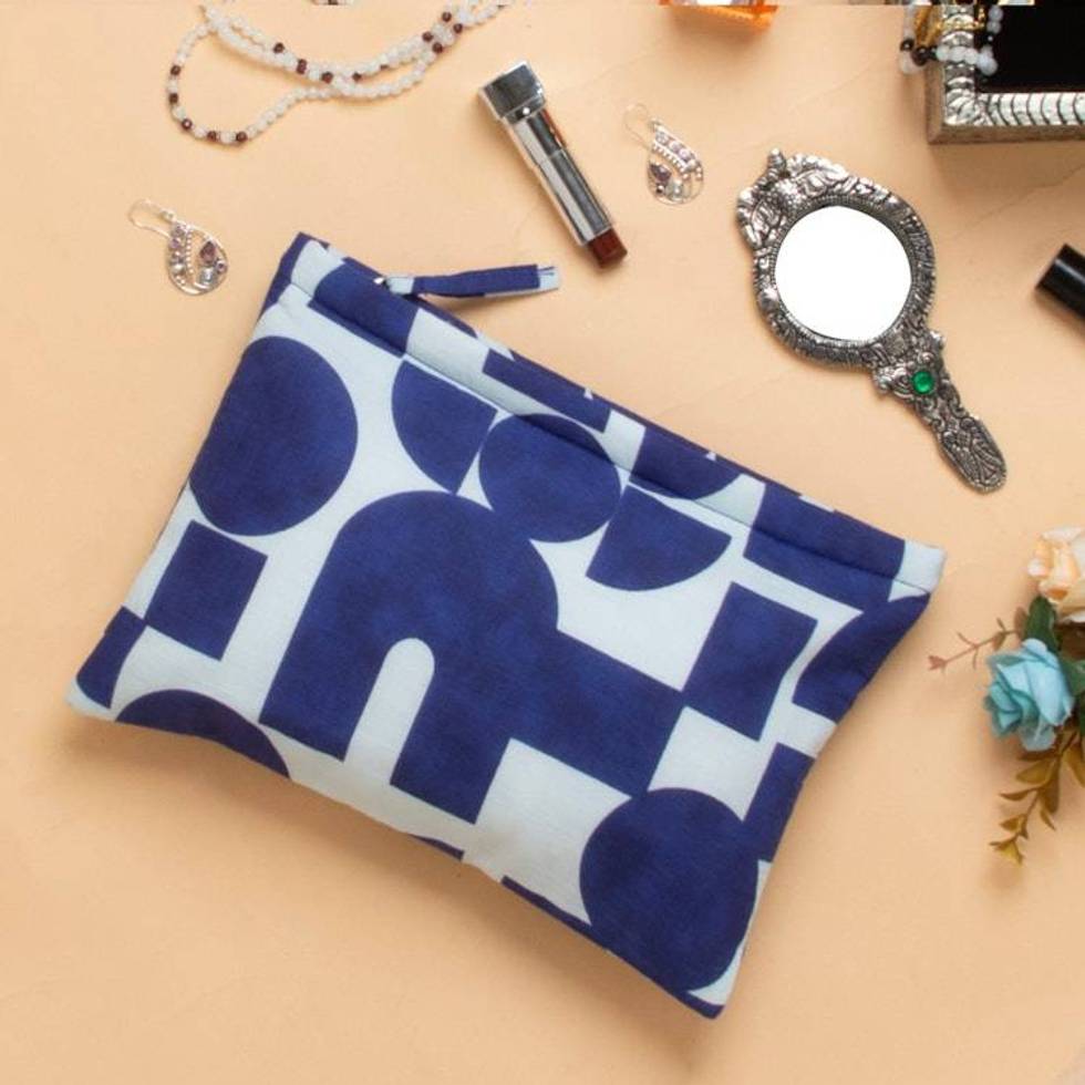 Modern Geometric Cotton Toiletry Case and Travel Pouch 'Avant Garde Basics'