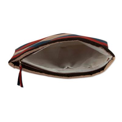 Alternate image for Hand-Block Printed Striped Cotton Toiletry Case Travel Pouch Chic Basics
