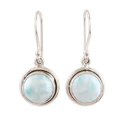 Alternate image for Larimar Cabochon and Sterling Silver Dangle Earrings Snow Moon
